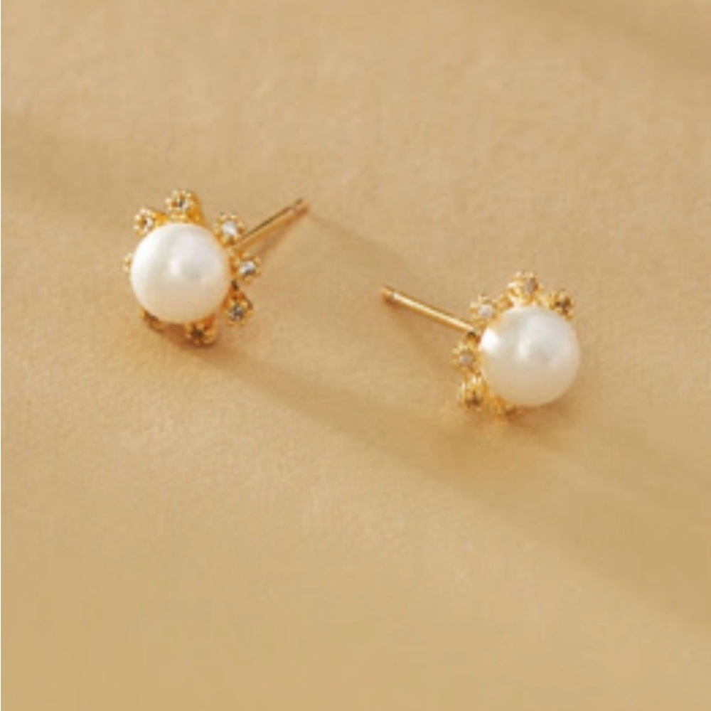 BHLDN ANTHROPOLOGIE SENNA EARRINGS FAUX PEARL RHINESTONES NEW